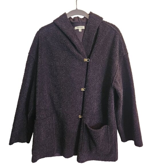 Max Studio Chocolate Brown Fluffy Hook Bar Jacket Size S - Picture 1 of 7